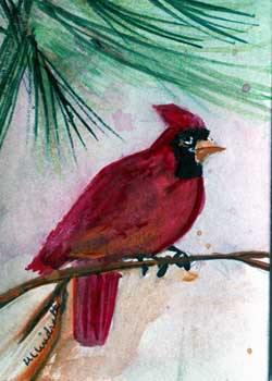 "Cardinal #1" by Mary Lou Lindroth, Rockton IL - Watercolor
